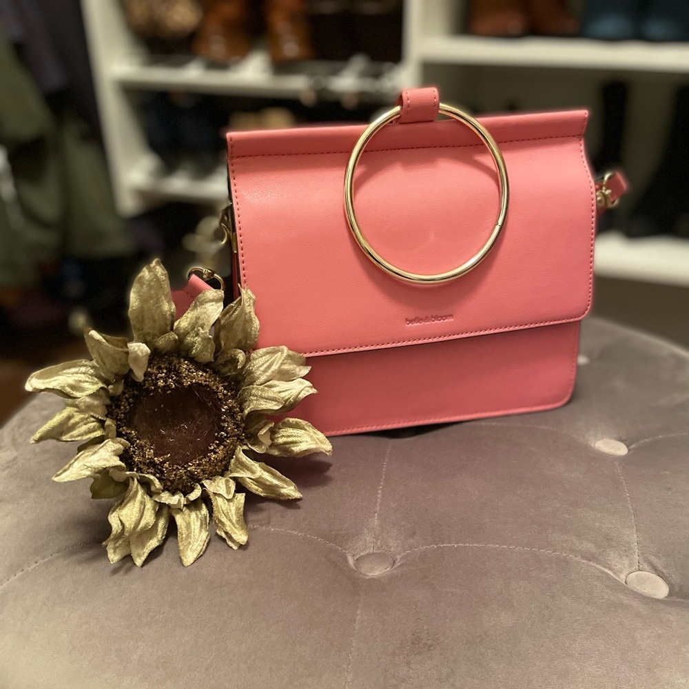 Coral Pink Leather Handbag
